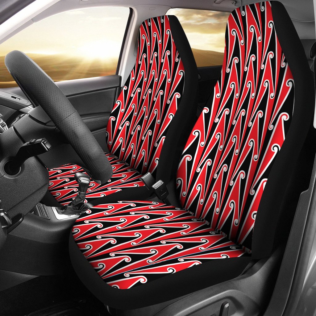 MAORI KOWHAIWHAI WHITE AND RED PATTERN CAR SEAT COVER UNIVERSAL FIT-grizzshop