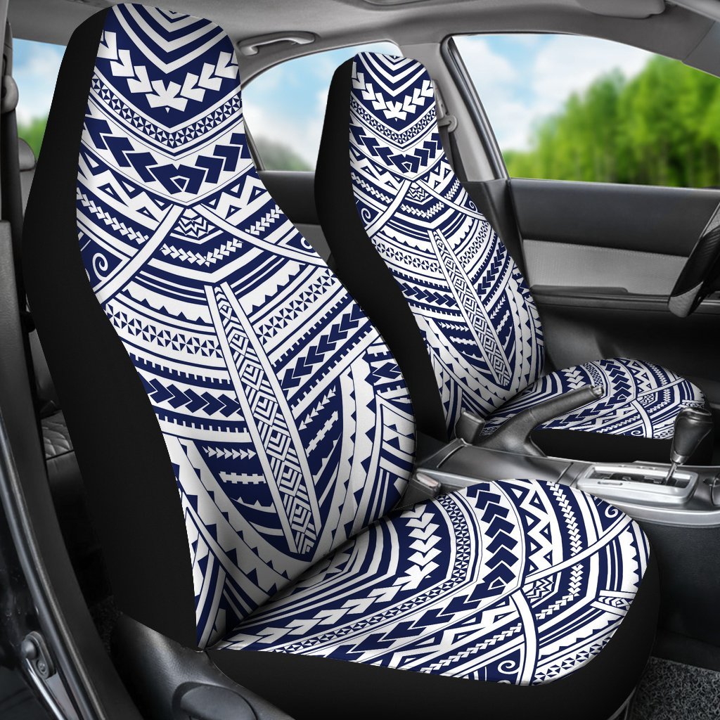 MAORI TATTOO BLUE PATTERN PRINT CAR SEAT COVER UNIVERSAL FIT-grizzshop
