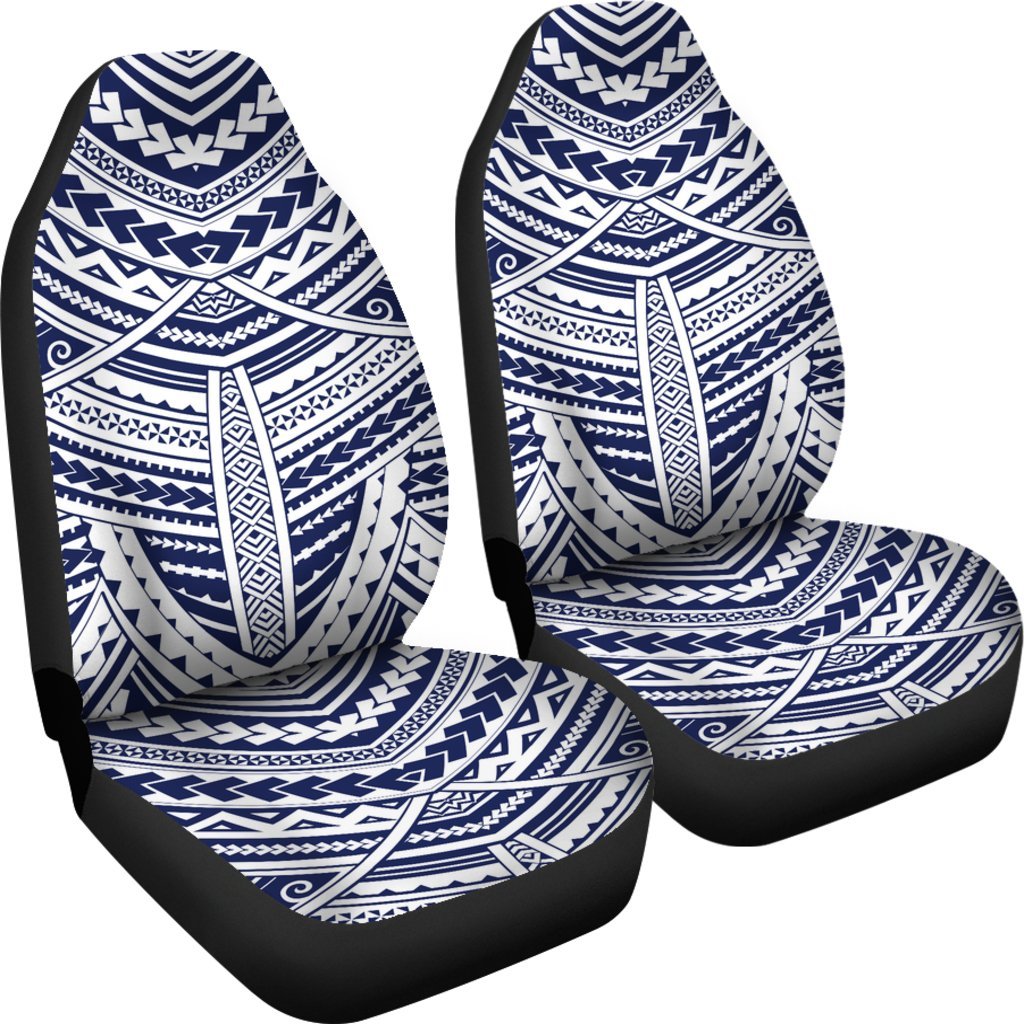 MAORI TATTOO BLUE PATTERN PRINT CAR SEAT COVER UNIVERSAL FIT-grizzshop