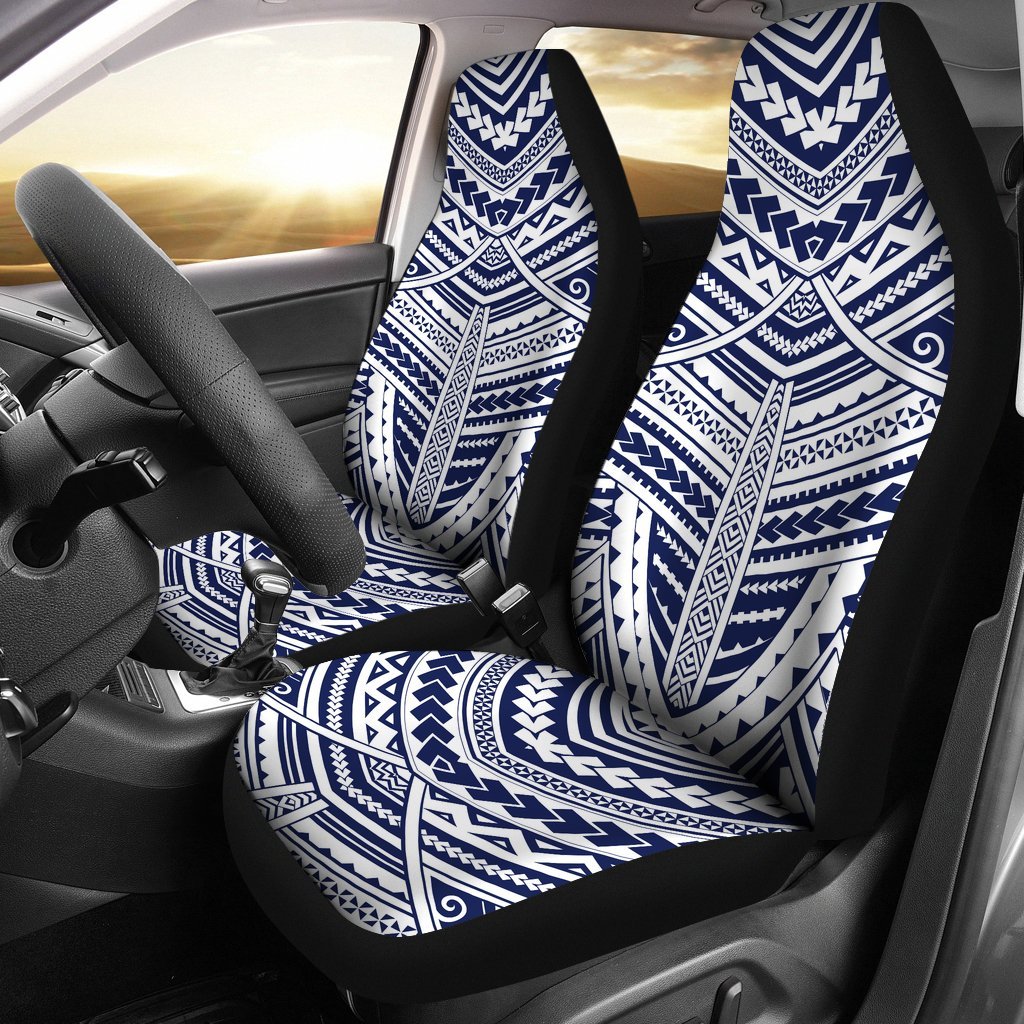 MAORI TATTOO BLUE PATTERN PRINT CAR SEAT COVER UNIVERSAL FIT-grizzshop