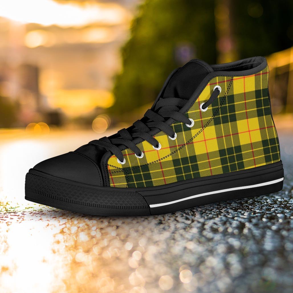 MacLeod Yellow Plaid Tartan Women's High Top Shoes-grizzshop