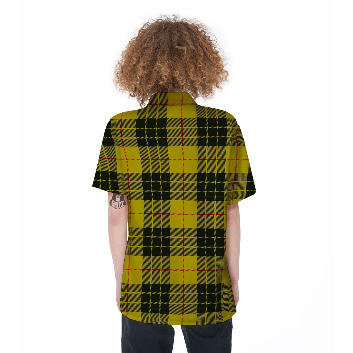 MacLeod Yellow Plaid Tartan Women's Short Sleeve Shirts-grizzshop
