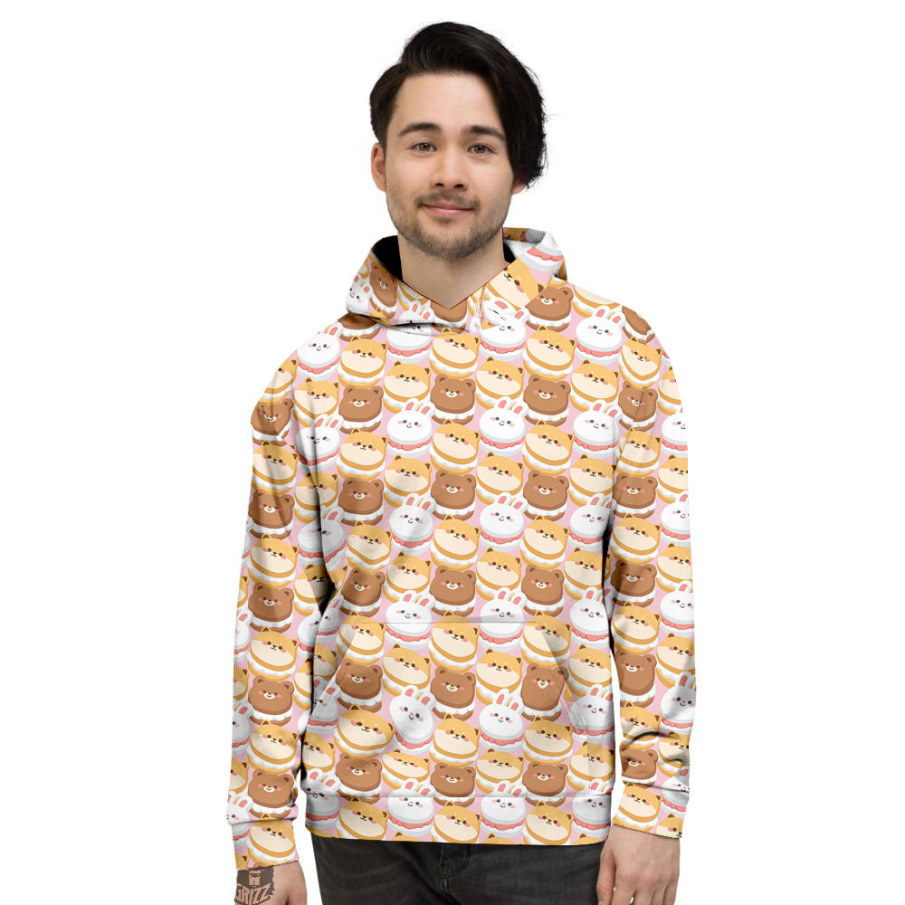 Macaron Cartoon Print Pattern Men's Hoodie-grizzshop