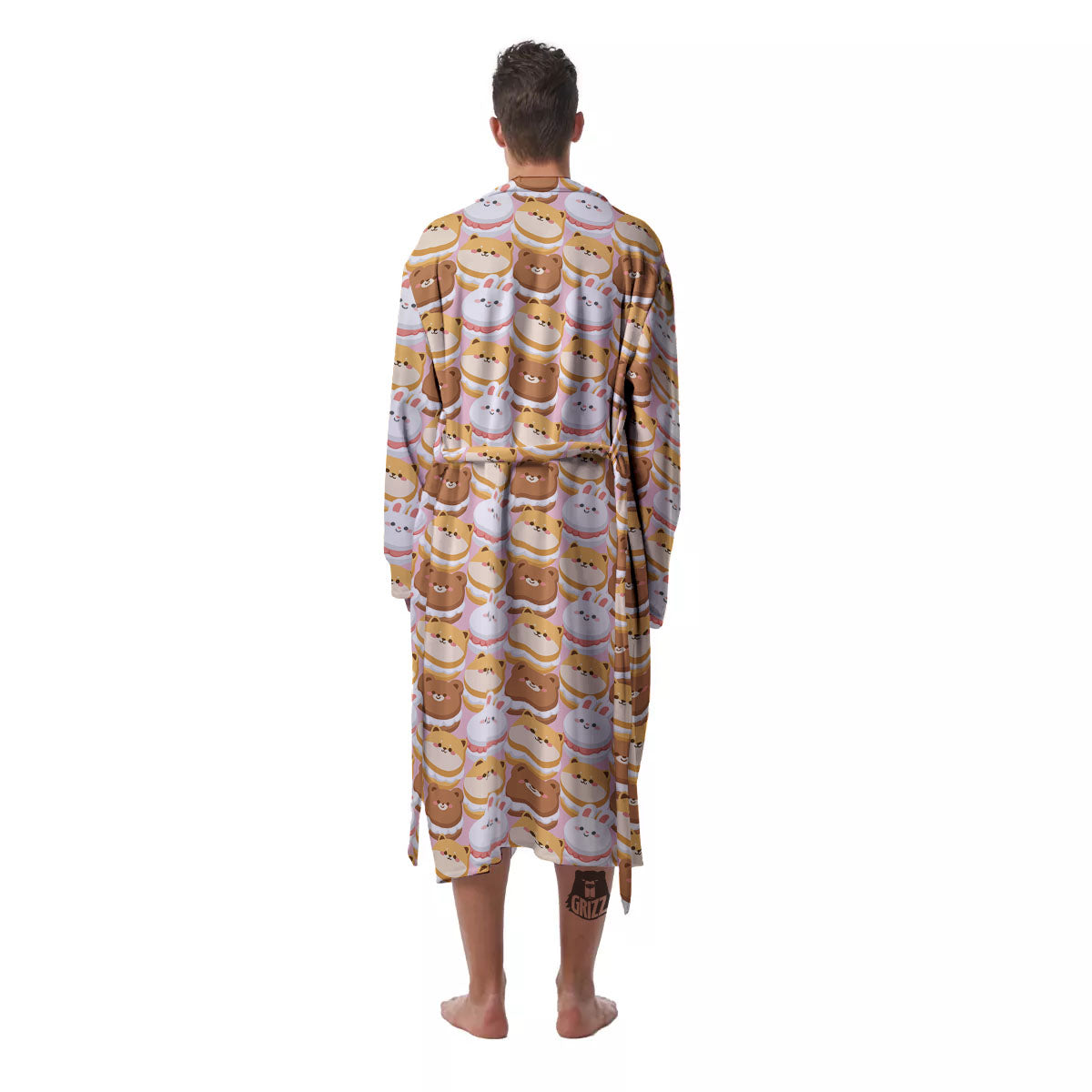 Macaron Cartoon Print Pattern Men's Robe-grizzshop