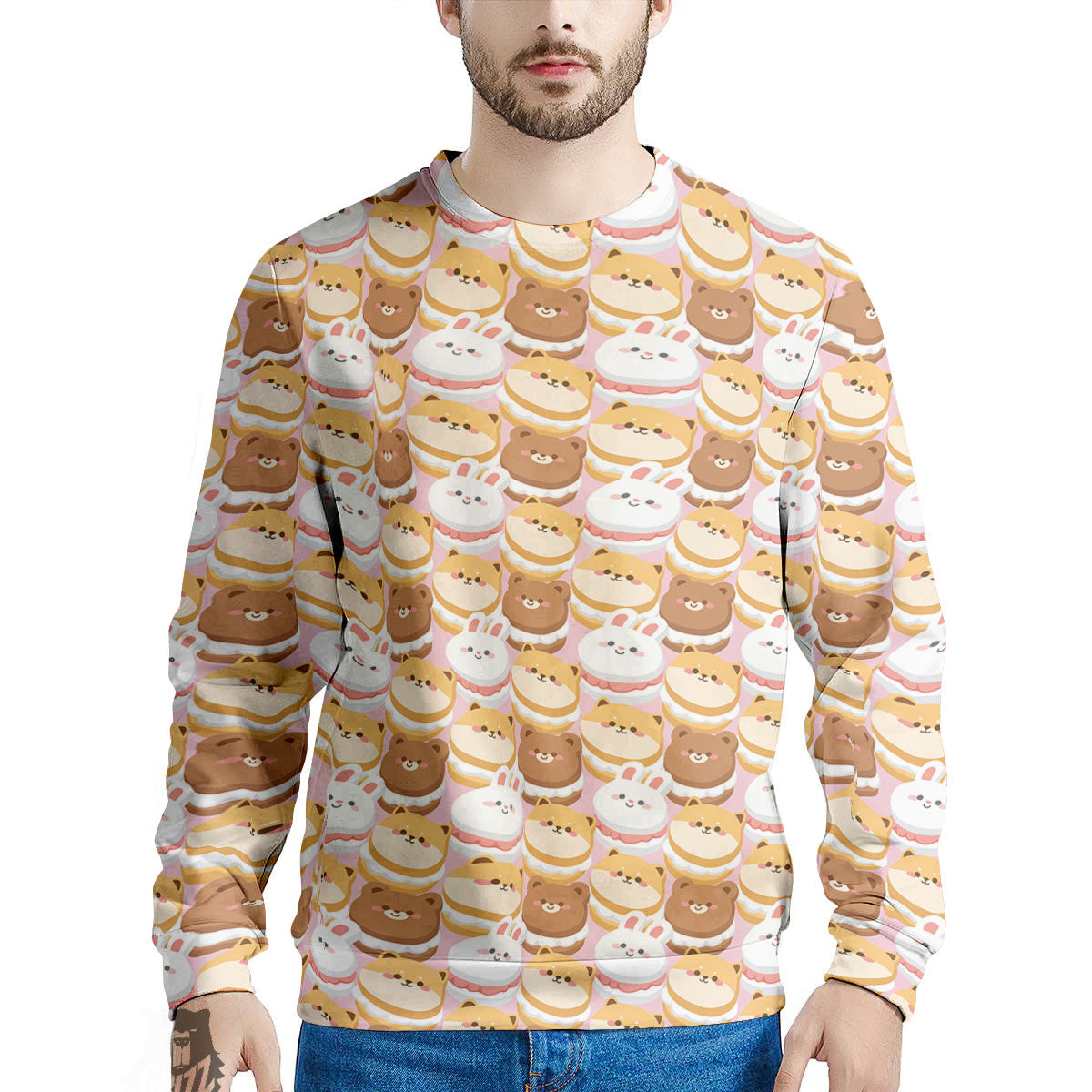 Macaron Cartoon Print Pattern Men's Sweatshirt-grizzshop
