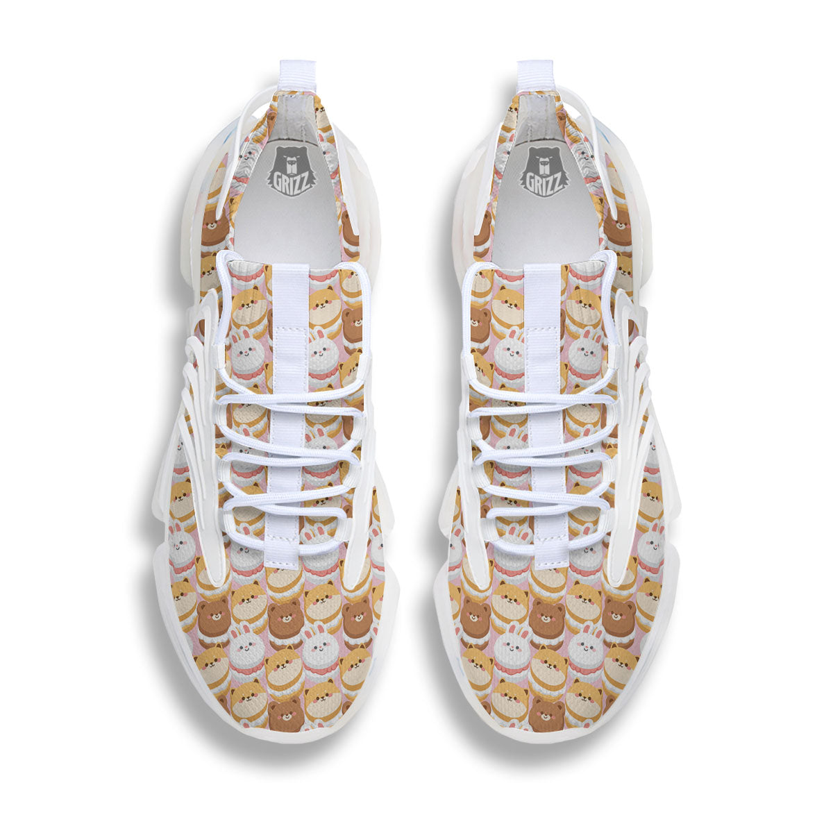 Macaron Cartoon Print Pattern White Gym Shoes-grizzshop