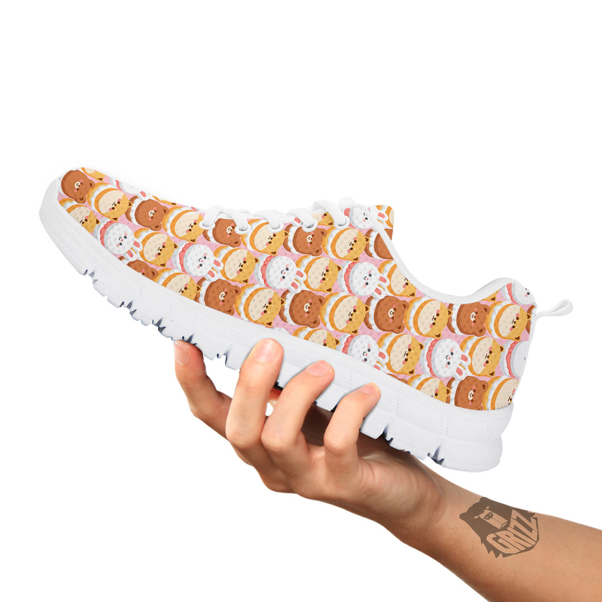 Macaron Cartoon Print Pattern White Sneaker-grizzshop