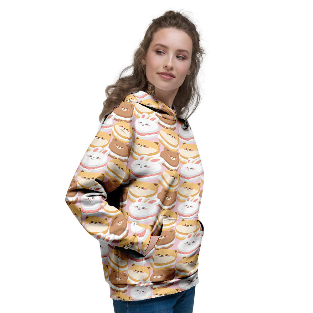 Macaron Cartoon Print Pattern Women's Hoodie-grizzshop
