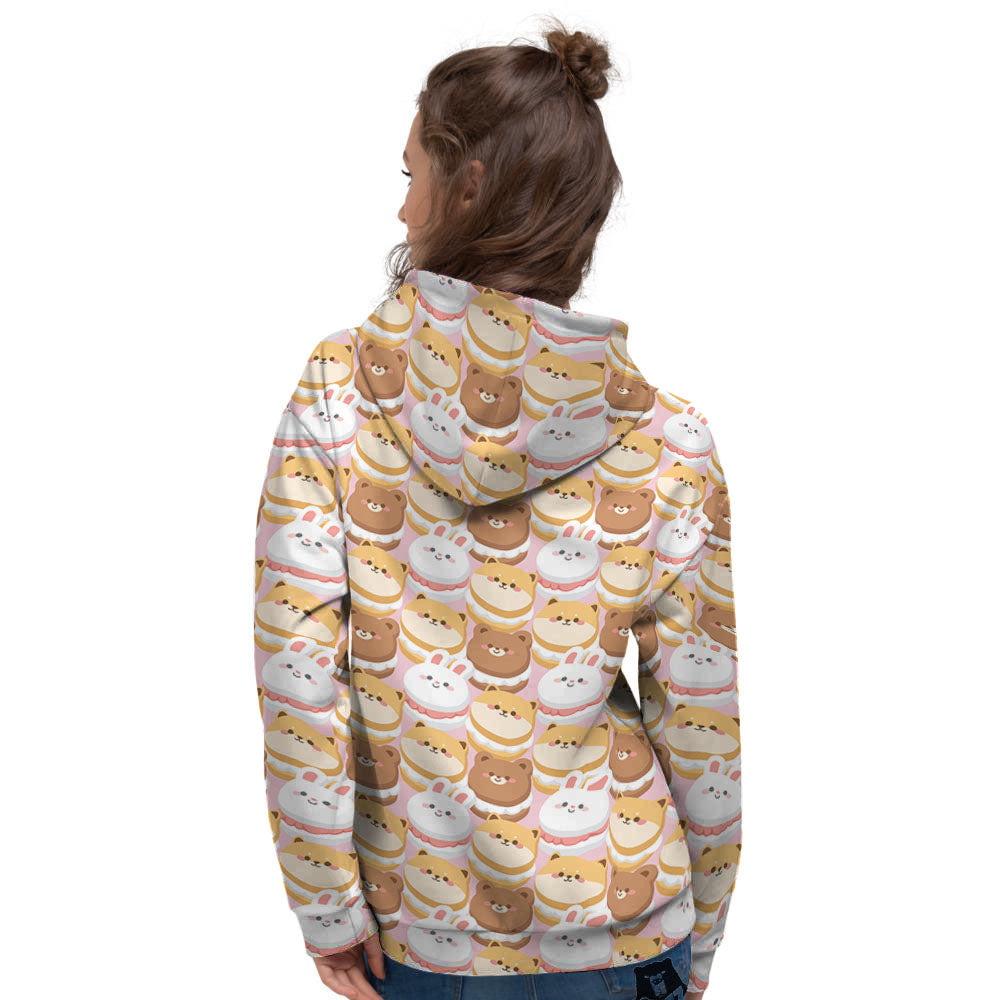 Macaron Cartoon Print Pattern Women's Hoodie-grizzshop