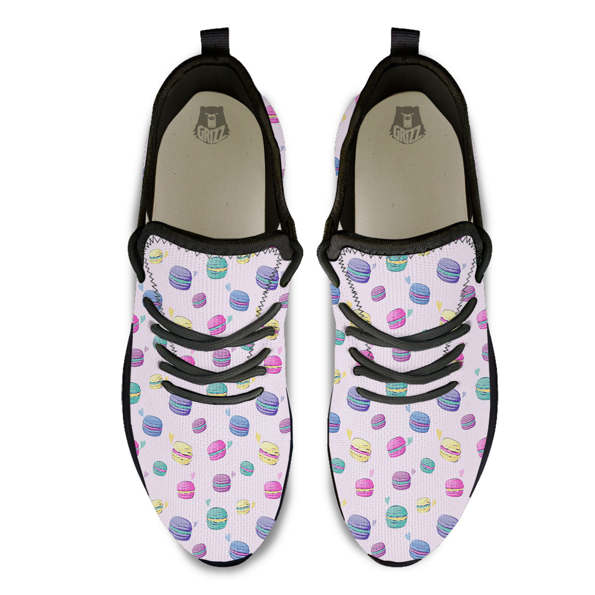 Macaron Colorful Print Pattern Black Athletic Shoes-grizzshop