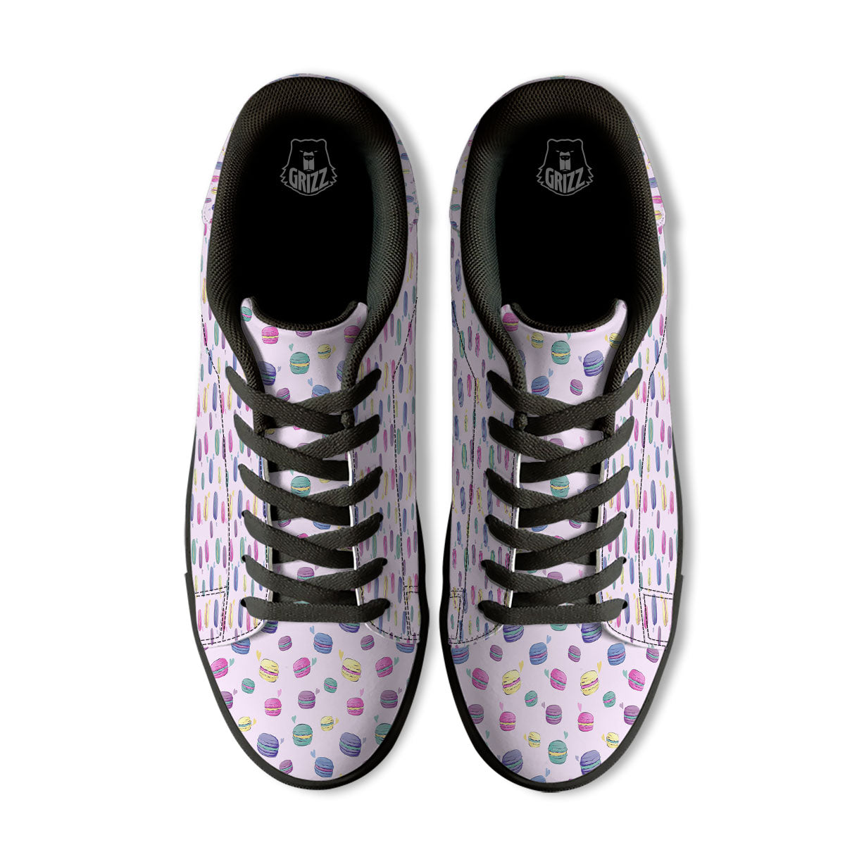 Macaron Colorful Print Pattern Black Low Top Sneakers-grizzshop