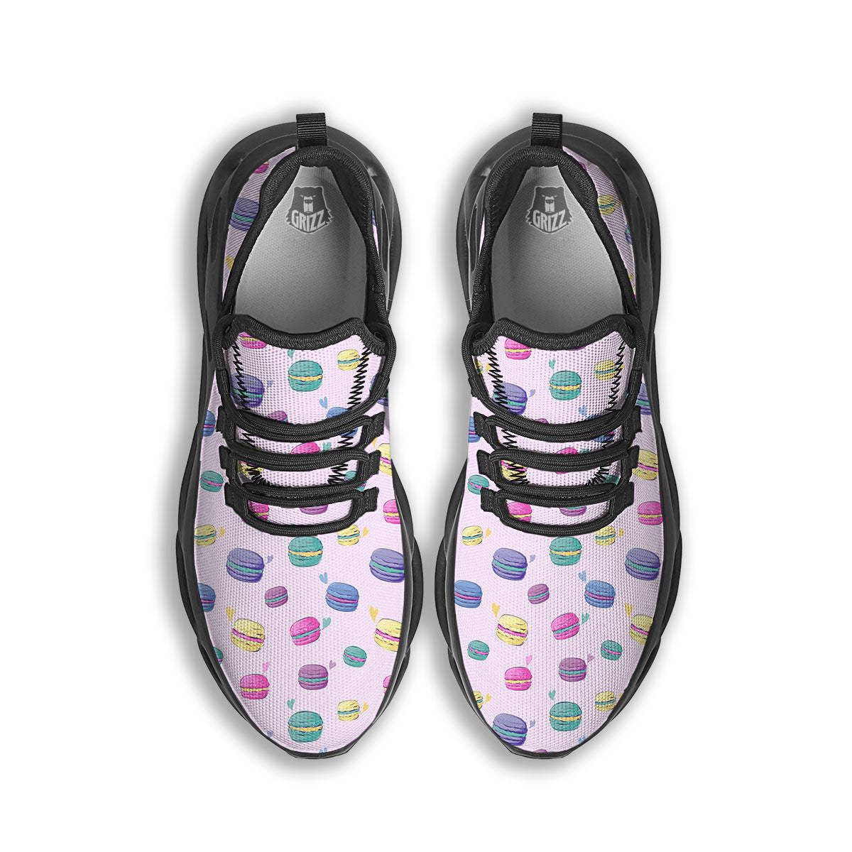 Macaron Colorful Print Pattern Black Running Shoes-grizzshop