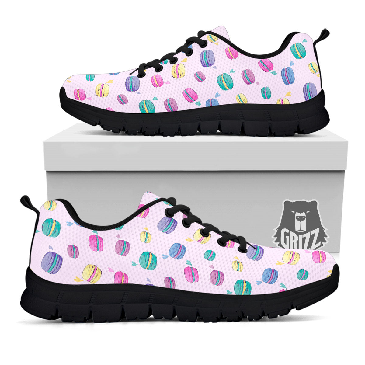 Macaron Colorful Print Pattern Black Sneaker-grizzshop