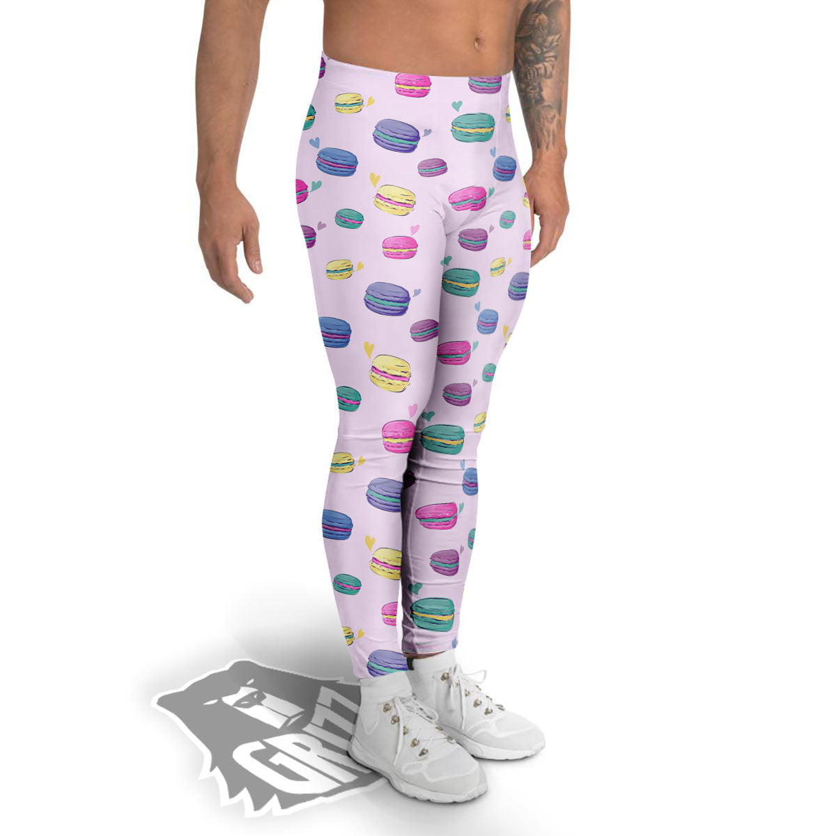 Macaron Colorful Print Pattern Men's Leggings-grizzshop