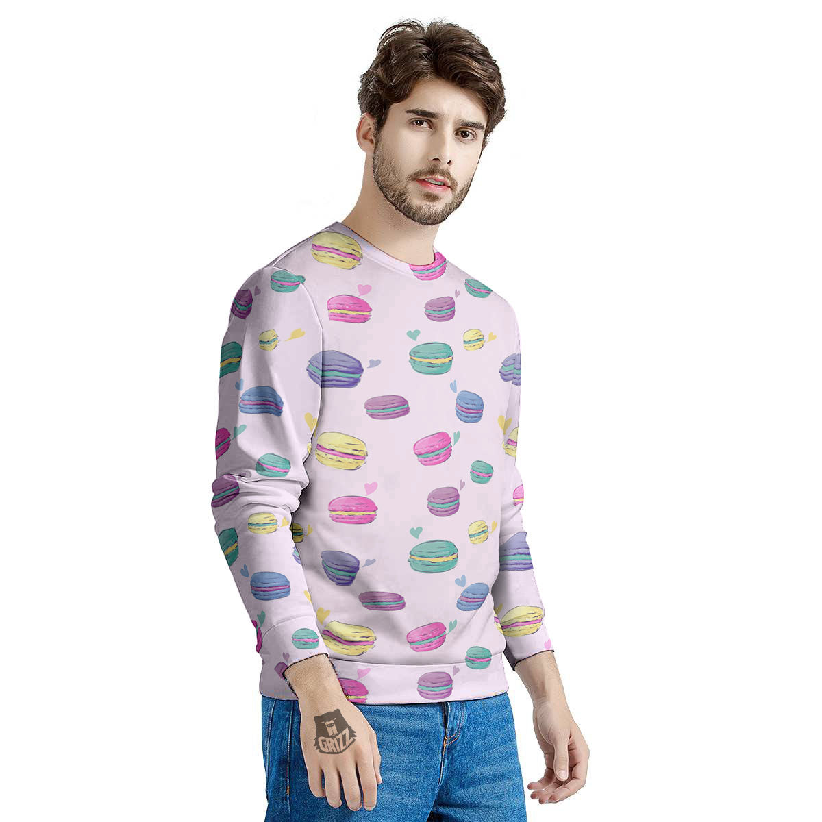 Macaron Colorful Print Pattern Men's Sweatshirt-grizzshop