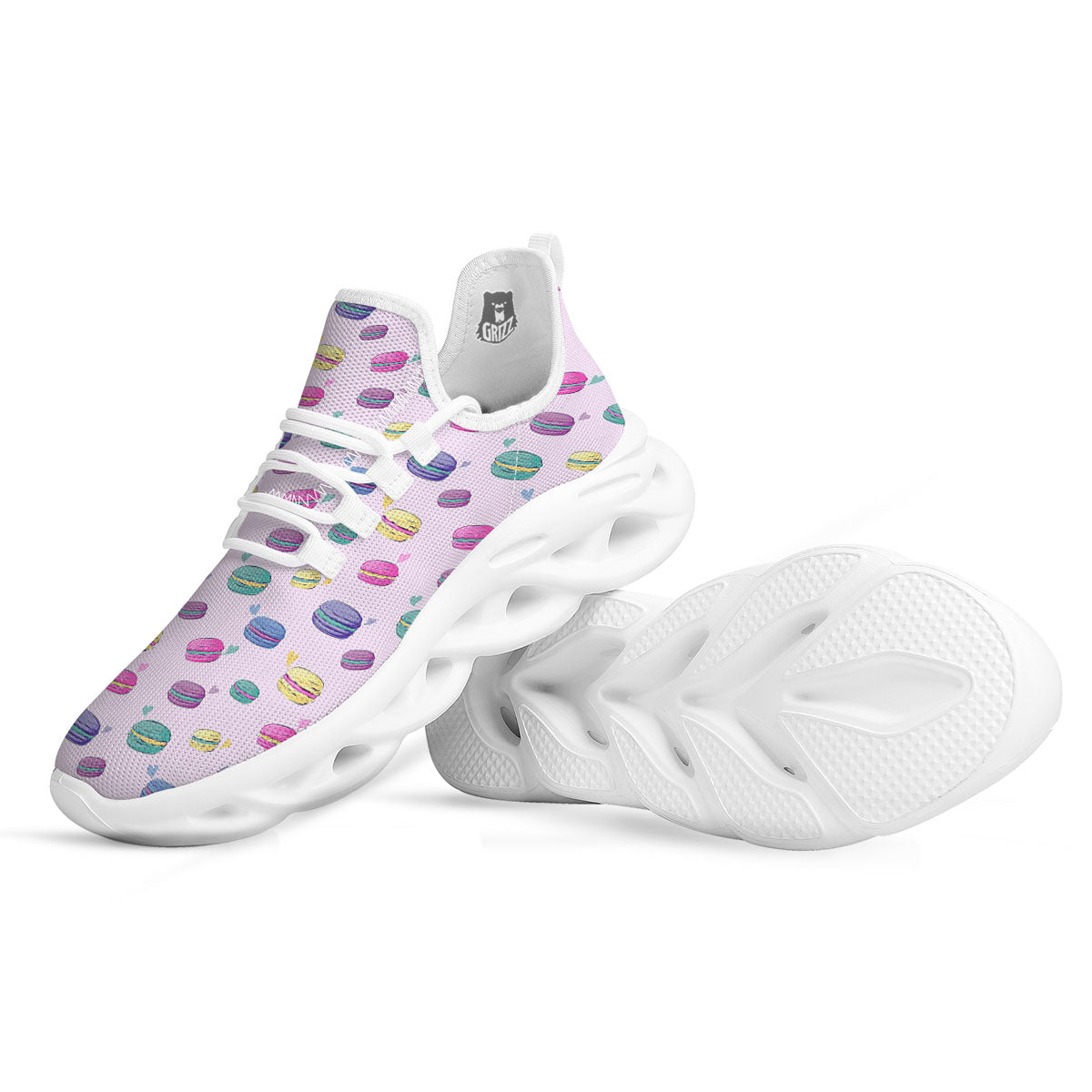 Macaron Colorful Print Pattern White Running Shoes-grizzshop