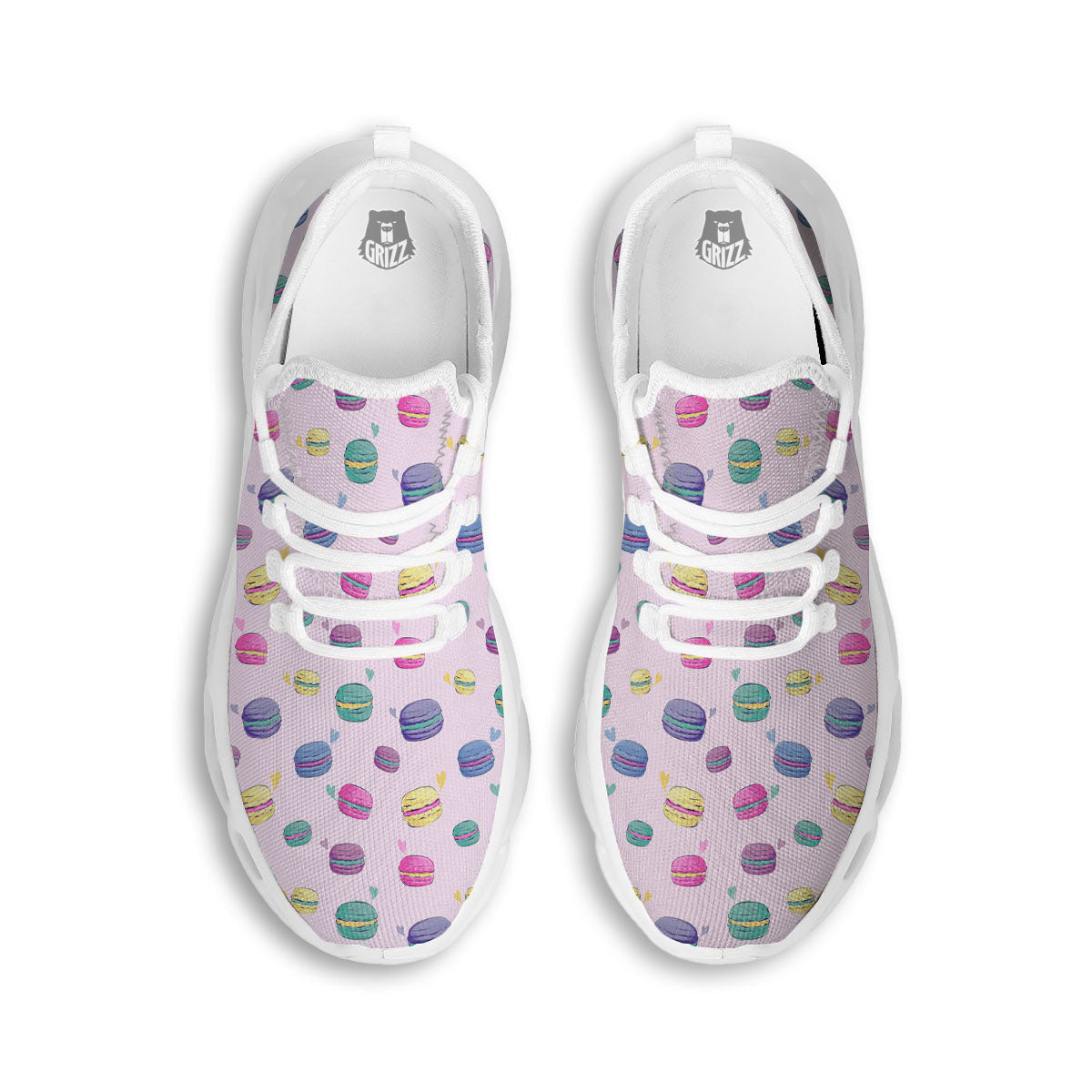 Macaron Colorful Print Pattern White Running Shoes-grizzshop