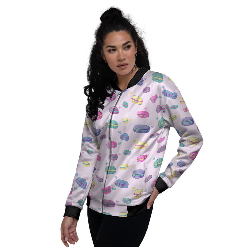 Macaron Colorful Print Pattern Women's Bomber Jacket-grizzshop