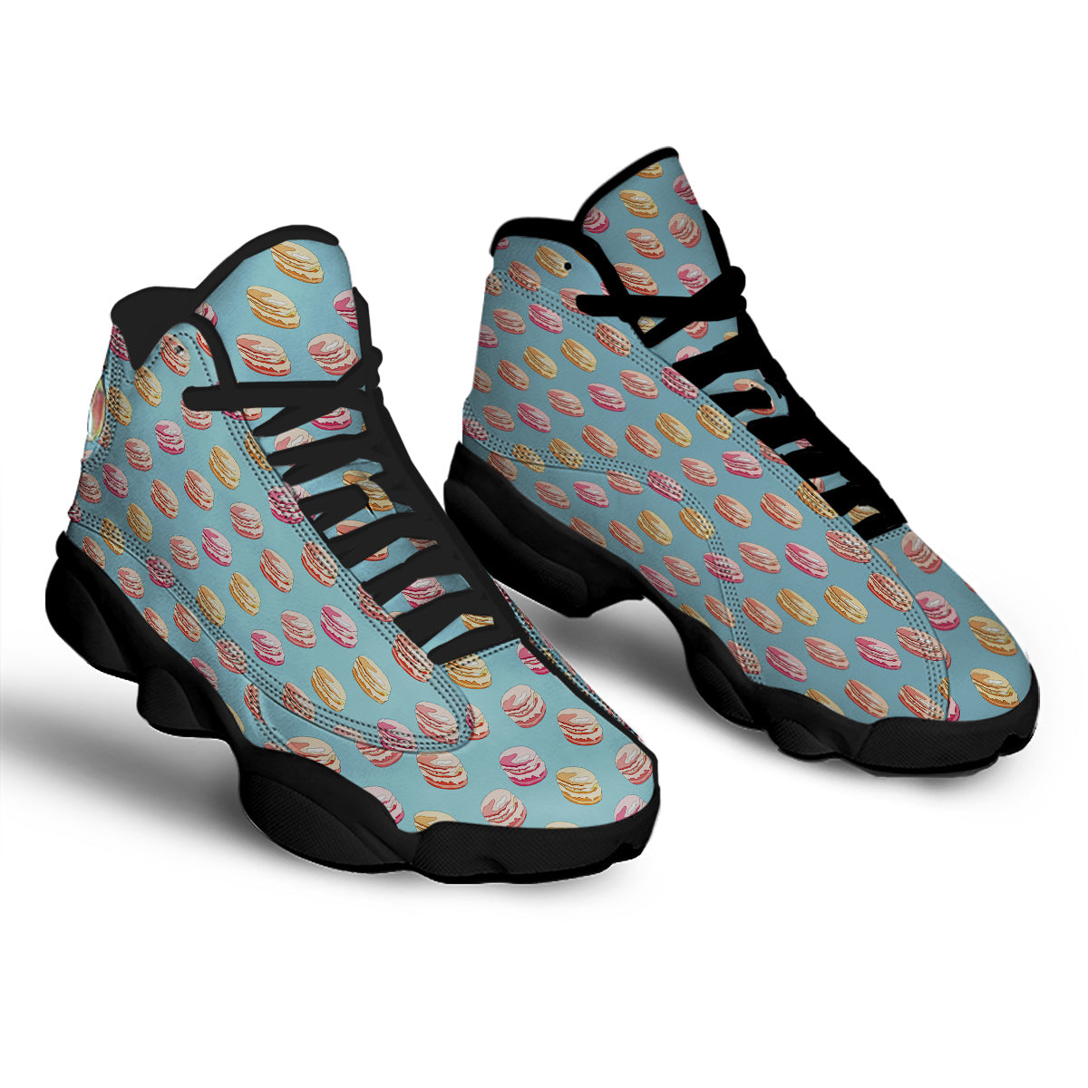 Macaron Cute Print Pattern Black Basketball Shoes-grizzshop