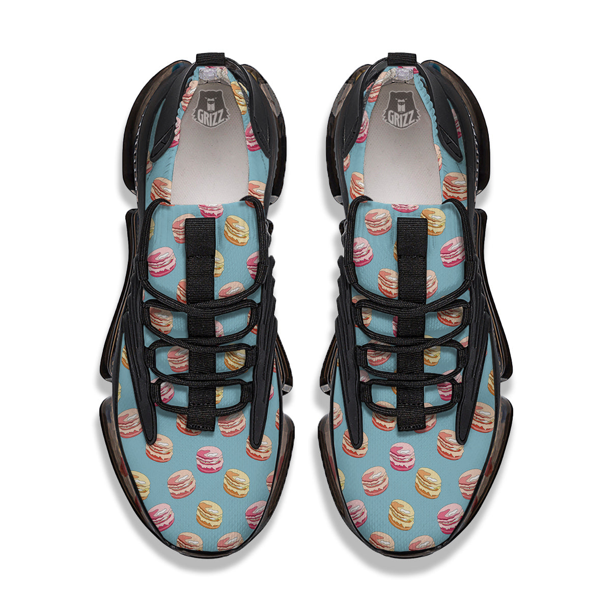 Macaron Cute Print Pattern Black Gym Shoes-grizzshop