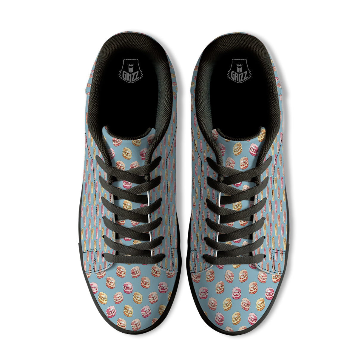 Macaron Cute Print Pattern Black Low Top Sneakers-grizzshop