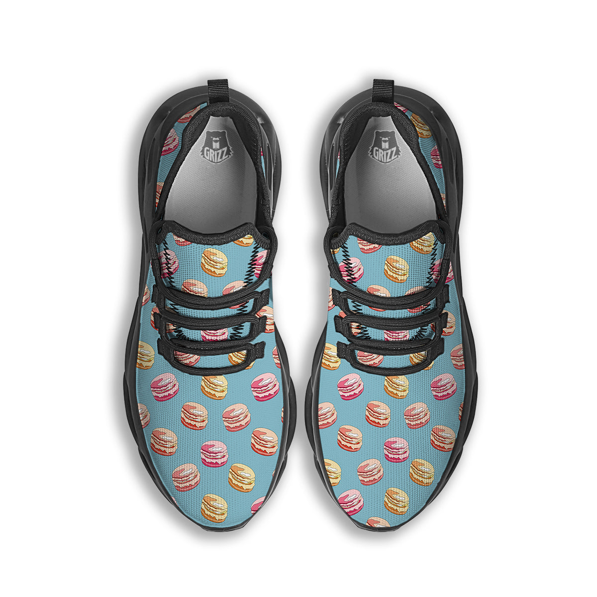 Macaron Cute Print Pattern Black Running Shoes-grizzshop