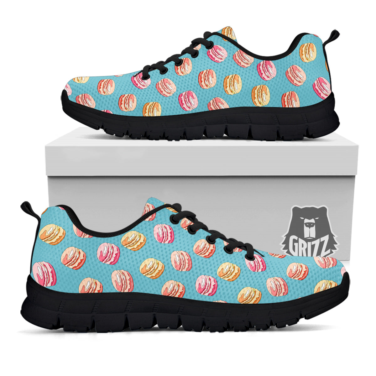 Macaron Cute Print Pattern Black Sneaker-grizzshop