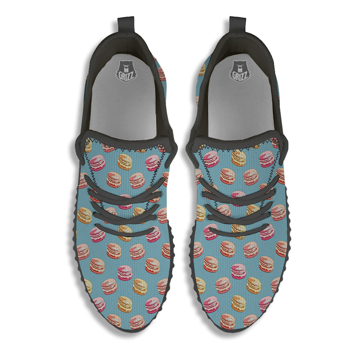 Macaron Cute Print Pattern Black Walking Shoes-grizzshop