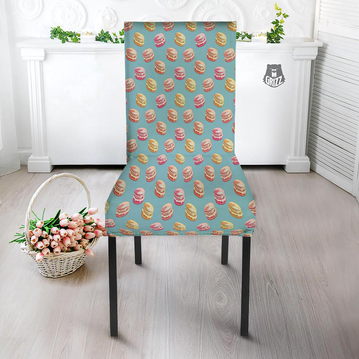 Macaron Cute Print Pattern Dining Chair Slipcover-grizzshop