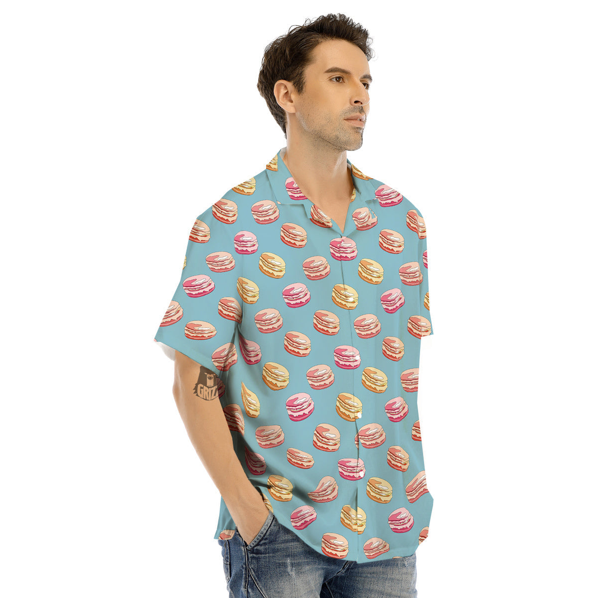 Macaron Cute Print Pattern Men's Hawaiian Shirt-grizzshop