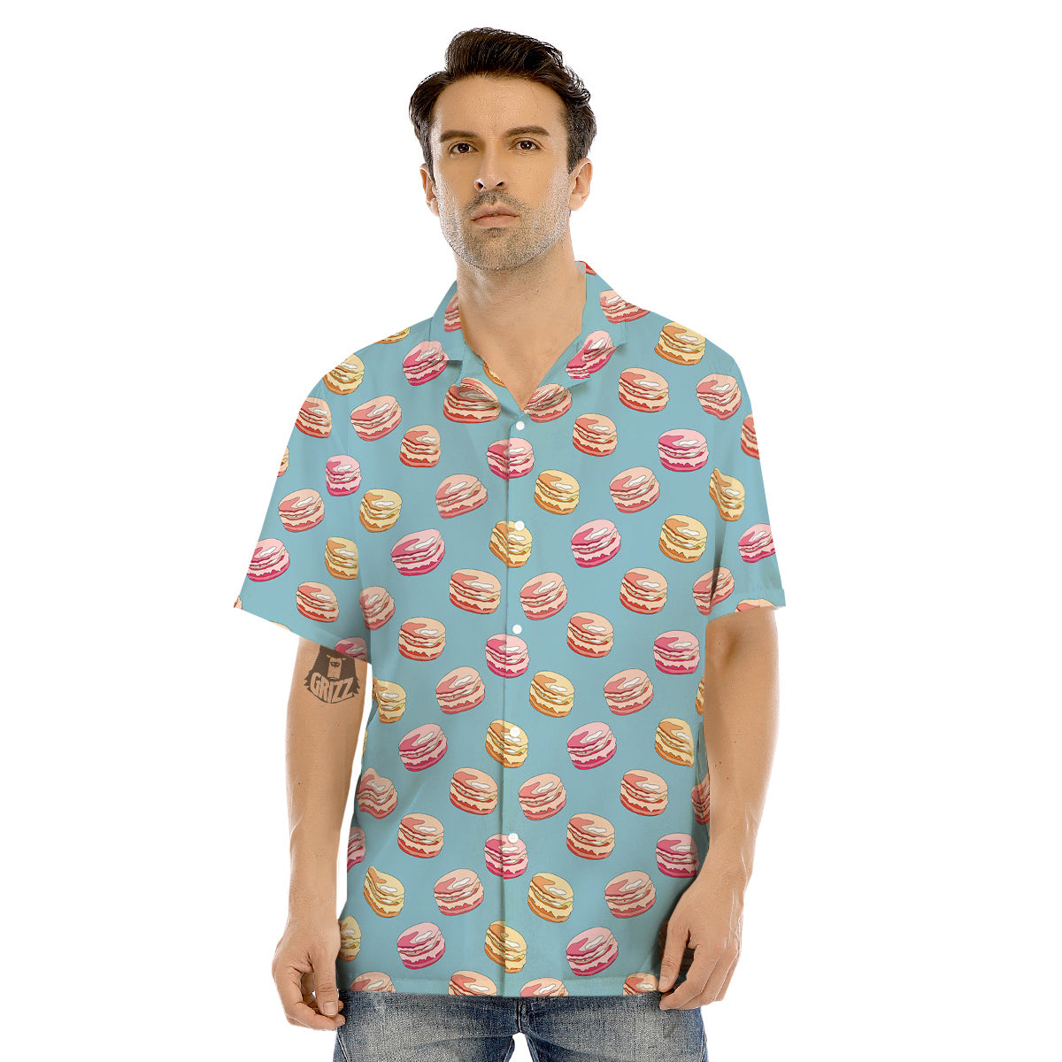Macaron Cute Print Pattern Men's Hawaiian Shirt-grizzshop