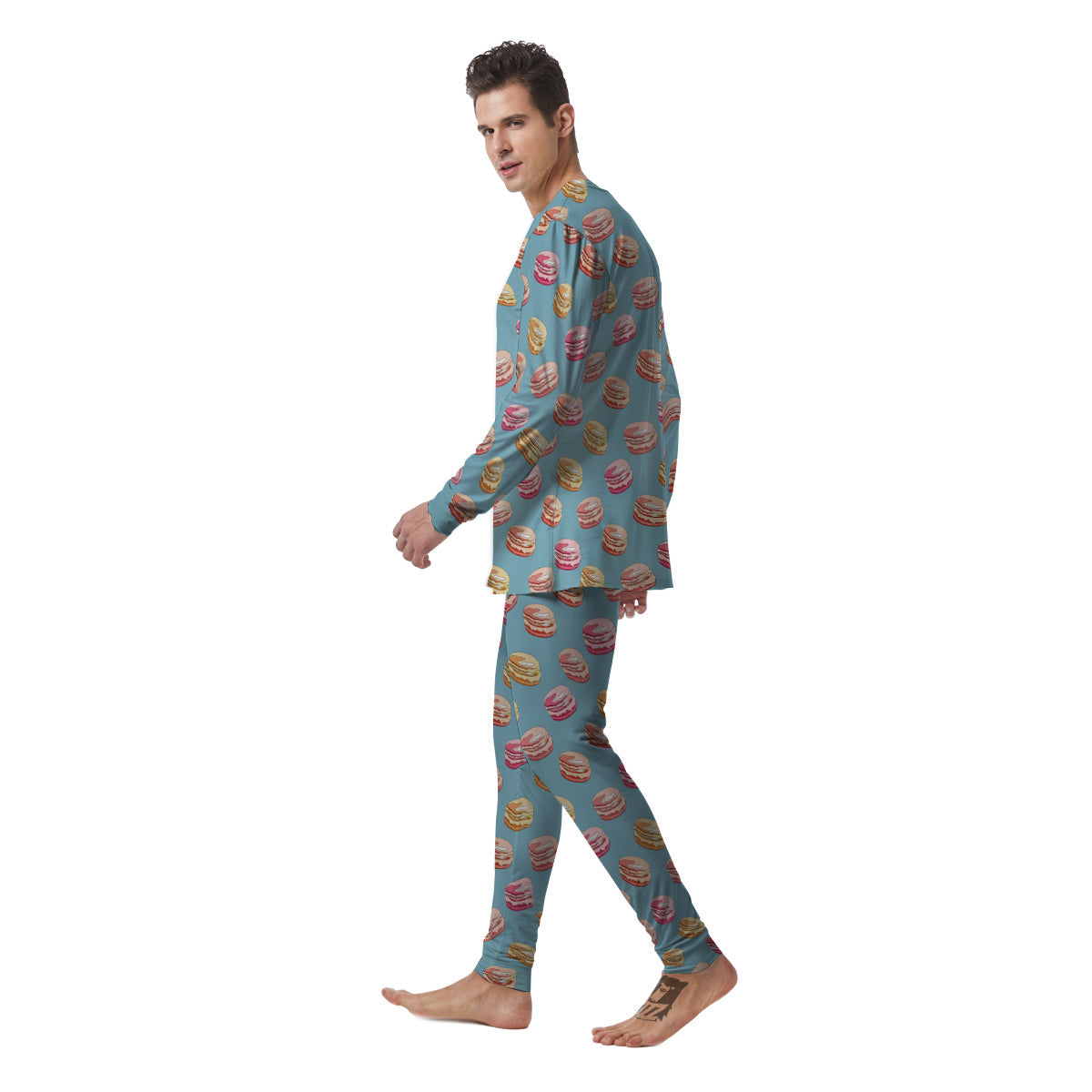 Macaron Cute Print Pattern Men's Pajamas-grizzshop