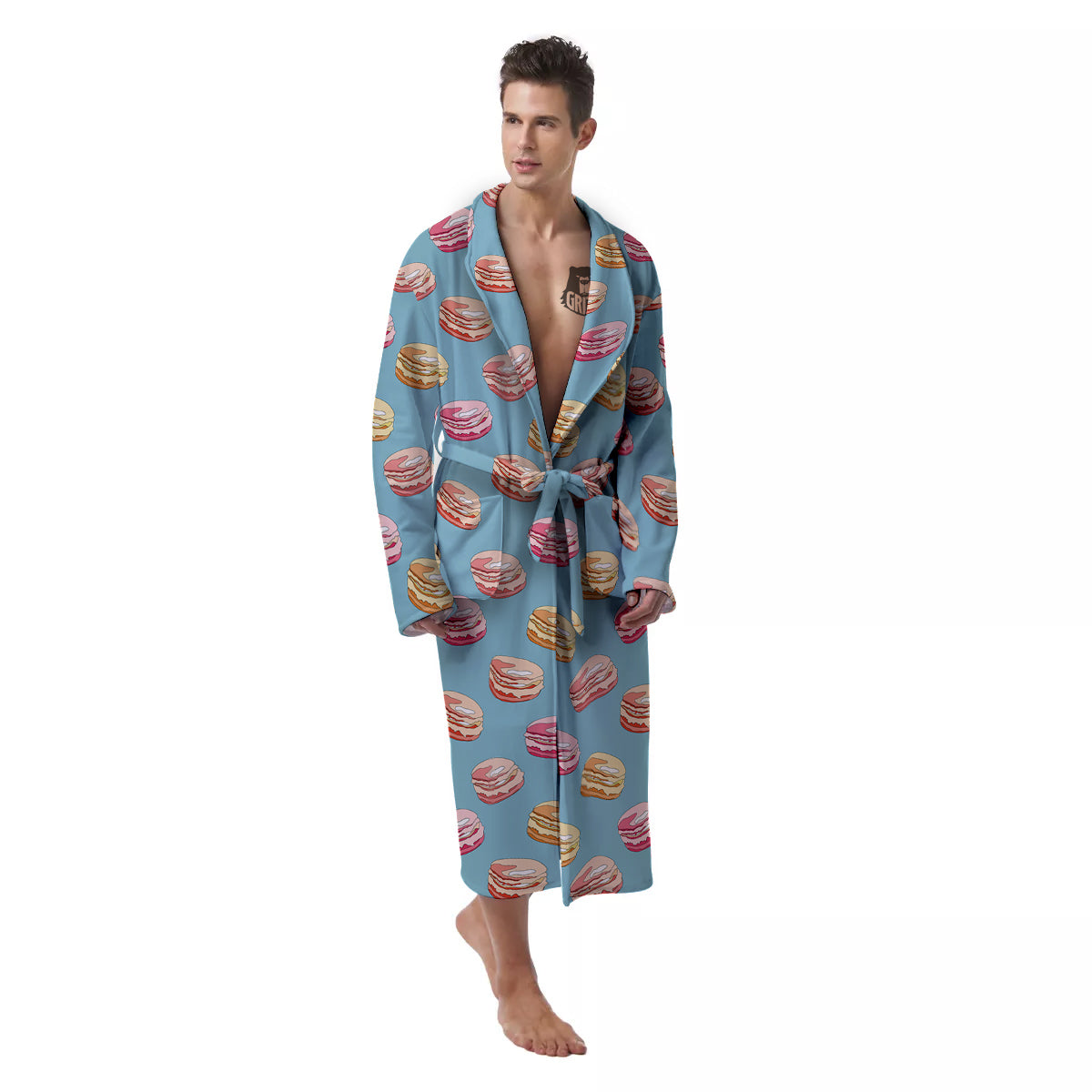 Macaron Cute Print Pattern Men's Robe-grizzshop