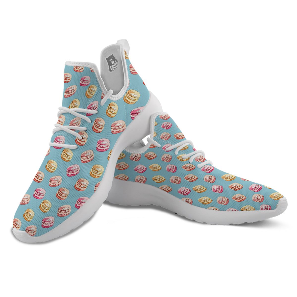 Macaron Cute Print Pattern White Athletic Shoes-grizzshop