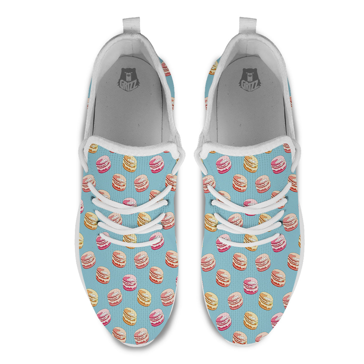 Macaron Cute Print Pattern White Athletic Shoes-grizzshop
