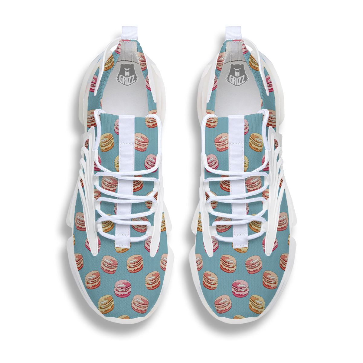 Macaron Cute Print Pattern White Gym Shoes-grizzshop