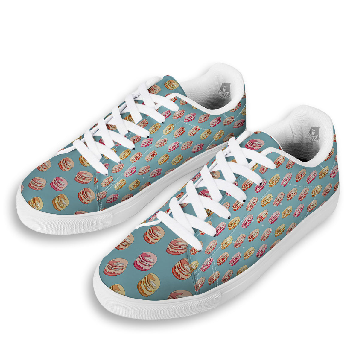 Macaron Cute Print Pattern White Low Top Sneakers-grizzshop