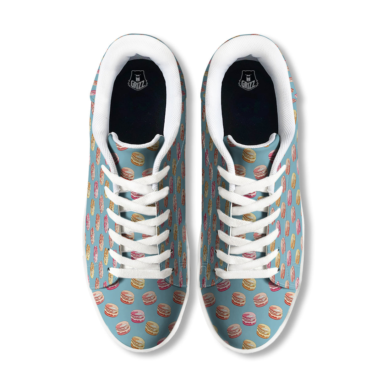 Macaron Cute Print Pattern White Low Top Sneakers-grizzshop
