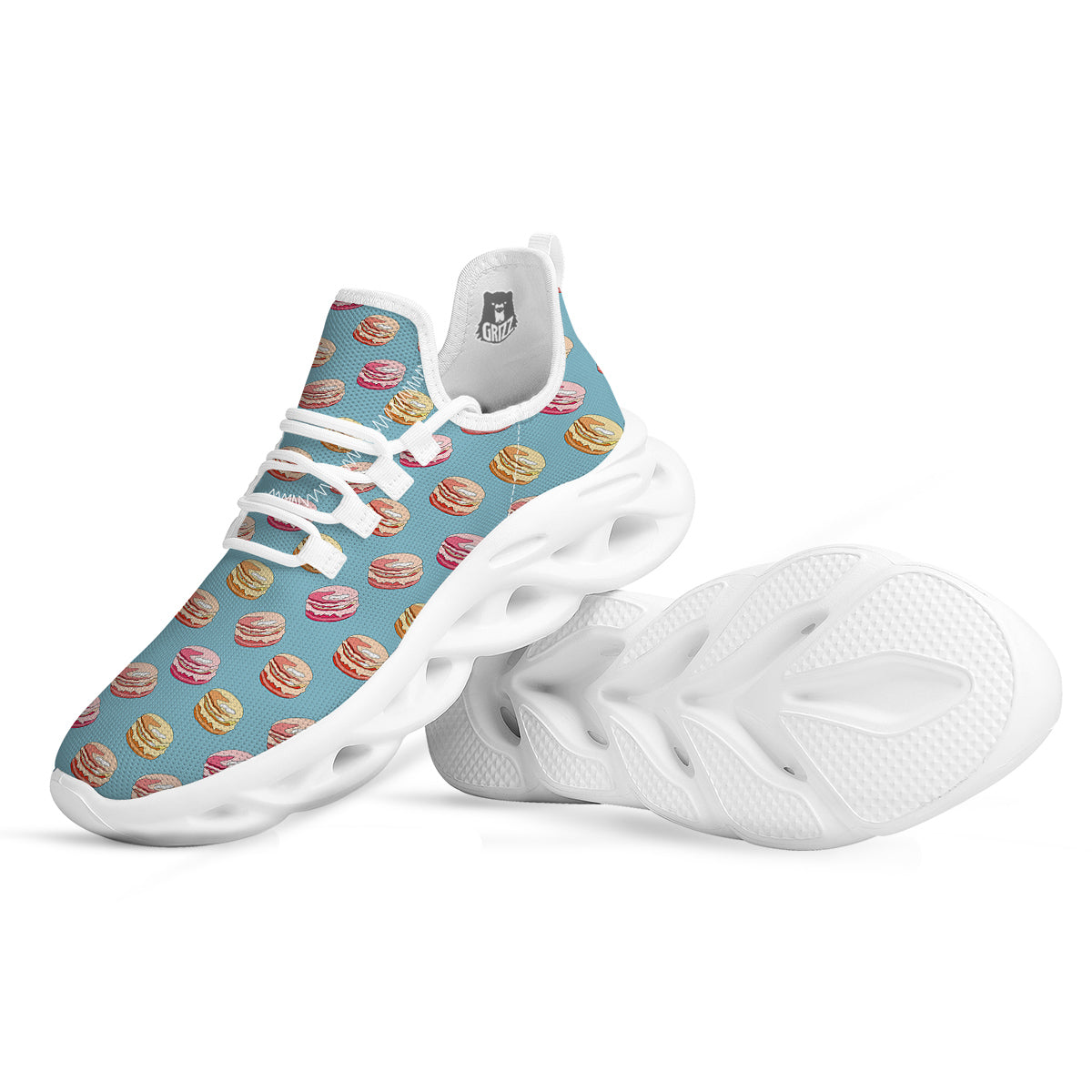 Macaron Cute Print Pattern White Running Shoes-grizzshop
