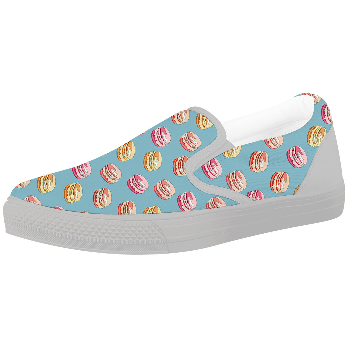 Macaron Cute Print Pattern White Slip On Shoes-grizzshop