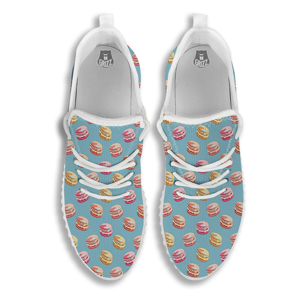 Macaron Cute Print Pattern White Walking Shoes-grizzshop
