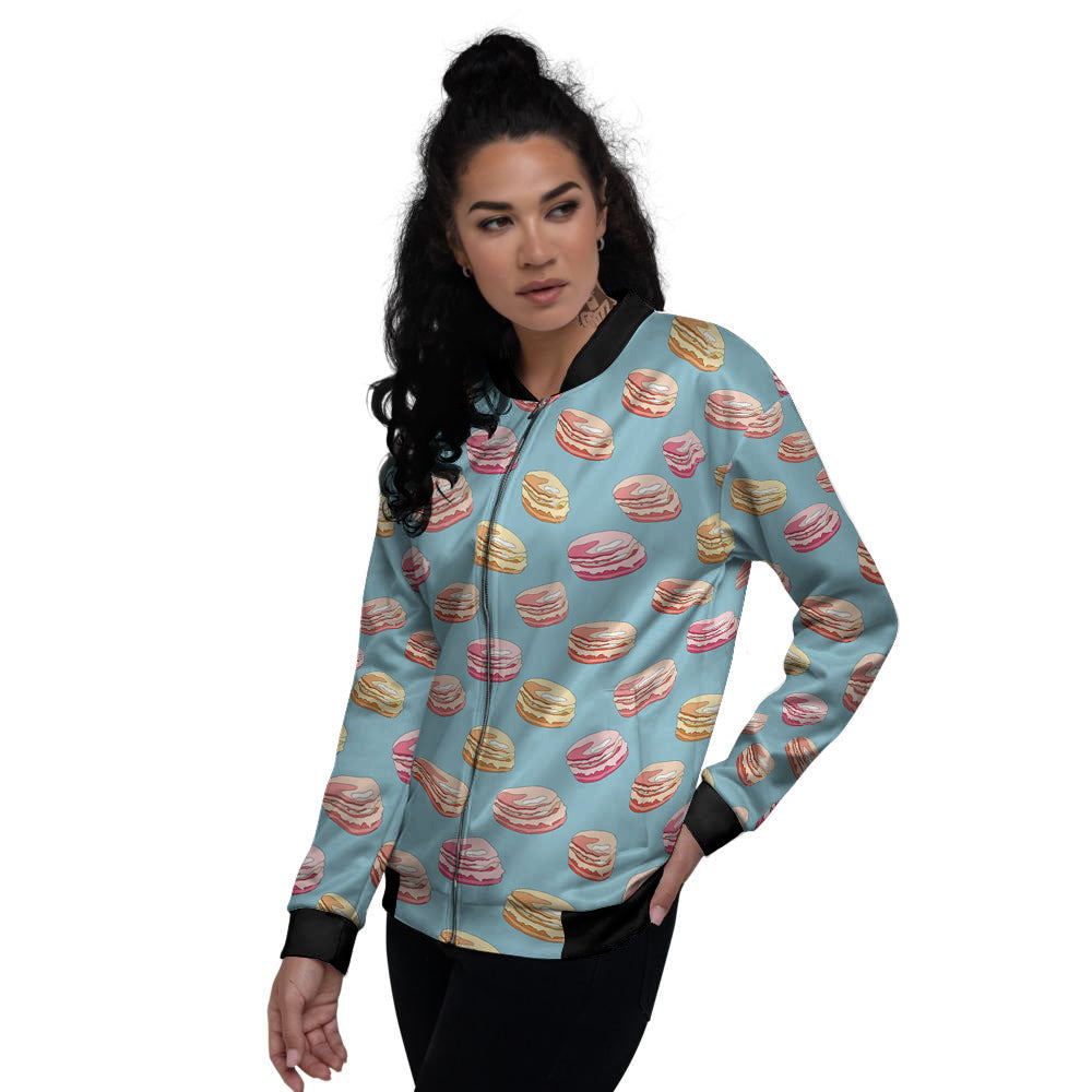 Macaron Cute Print Pattern Women's Bomber Jacket-grizzshop