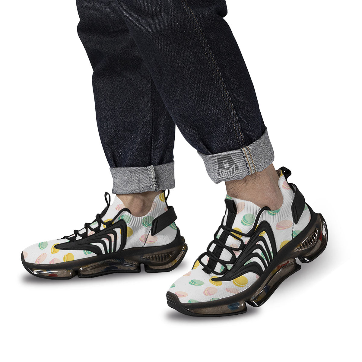 Macaron Pastel Print Pattern Black Gym Shoes-grizzshop
