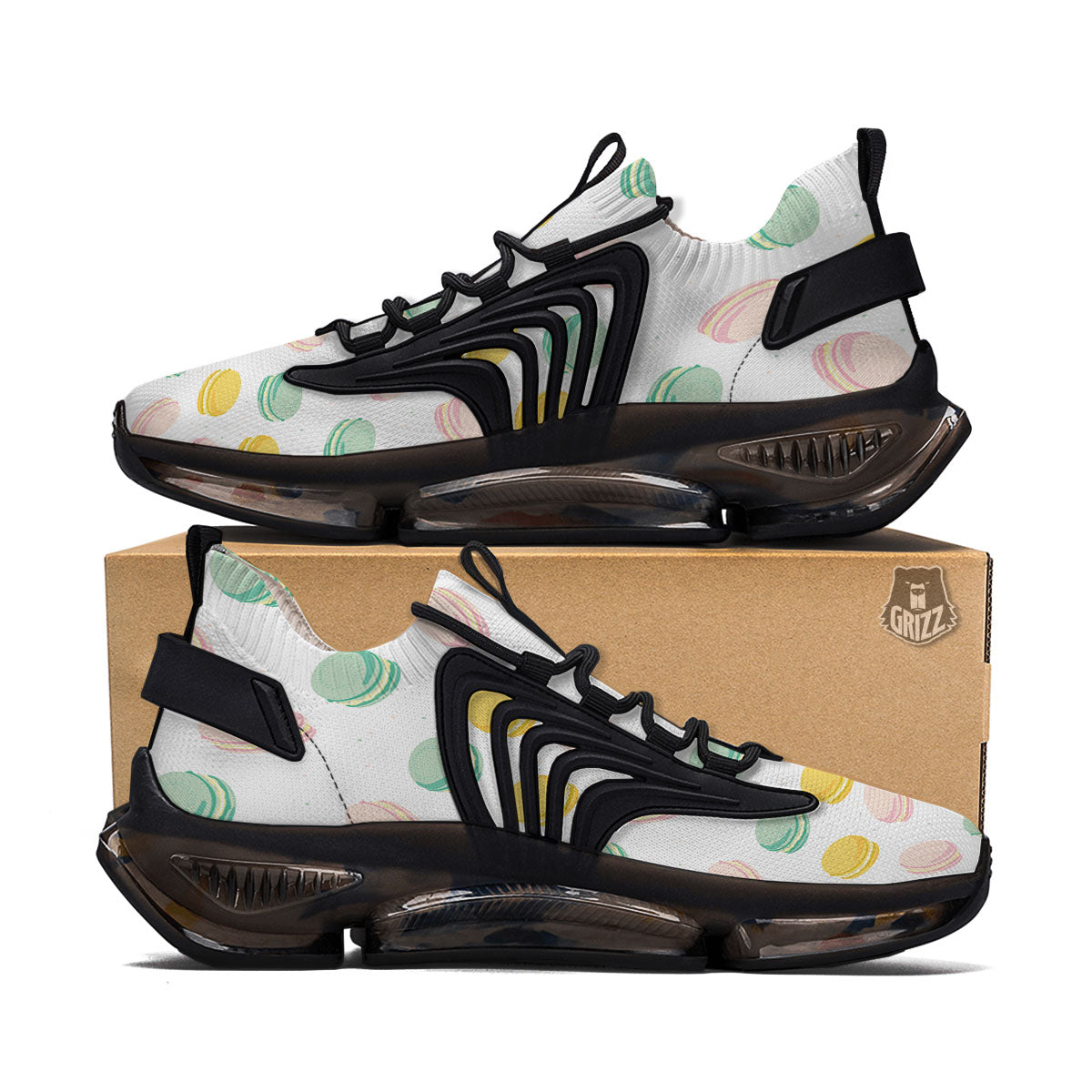 Macaron Pastel Print Pattern Black Gym Shoes-grizzshop