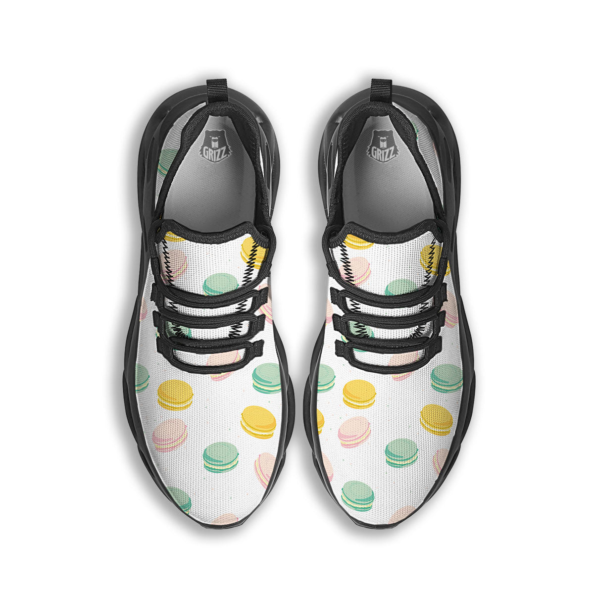 Macaron Pastel Print Pattern Black Running Shoes-grizzshop