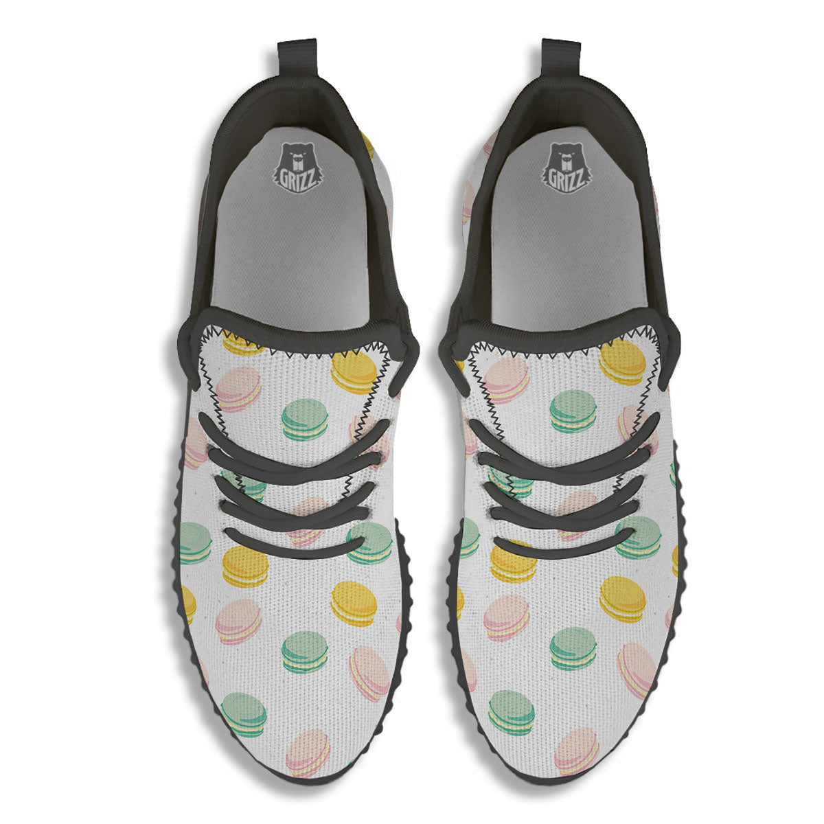 Macaron Pastel Print Pattern Black Walking Shoes-grizzshop