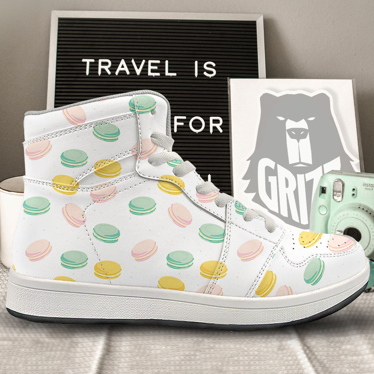Macaron Pastel Print Pattern High Top Sneakers-grizzshop