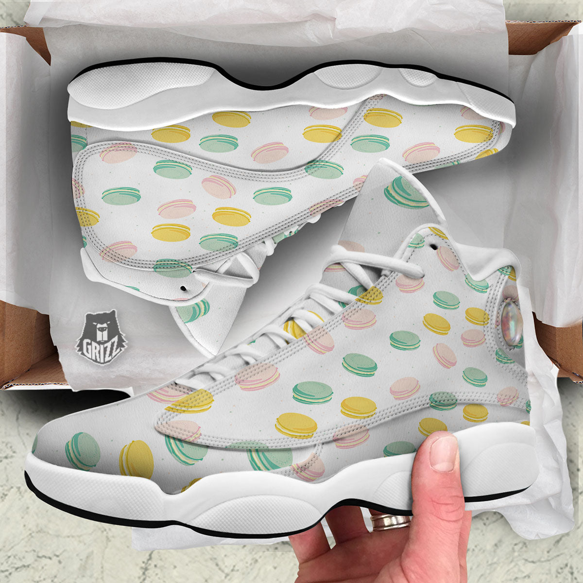 Macaron Pastel Print Pattern White Basketball Shoes-grizzshop