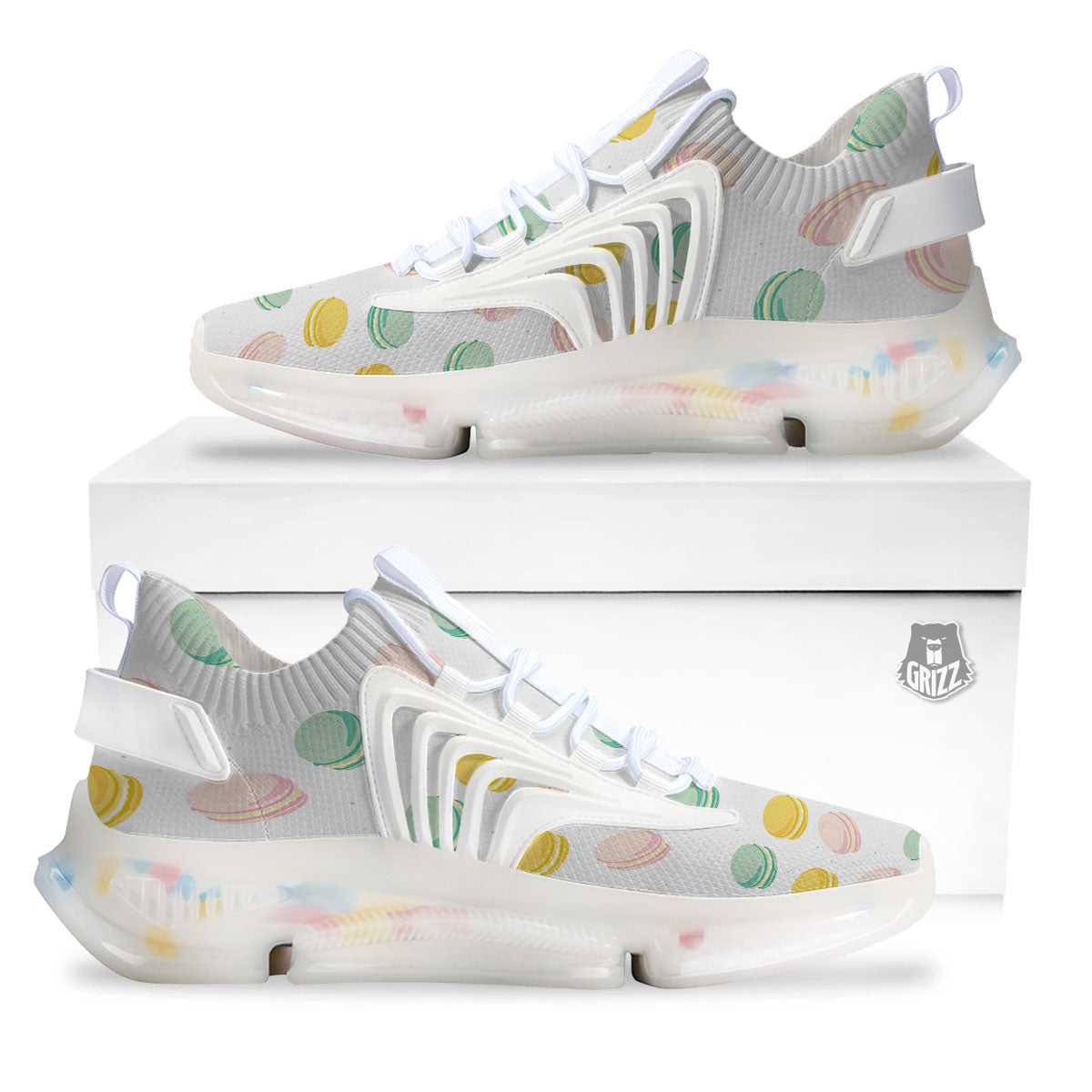 Macaron Pastel Print Pattern White Gym Shoes-grizzshop