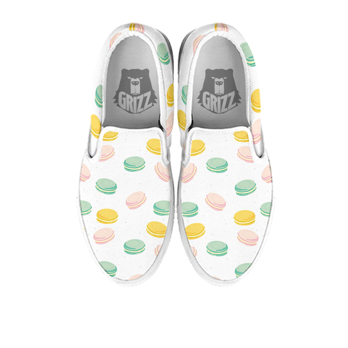 Macaron Pastel Print Pattern White Slip On Shoes-grizzshop